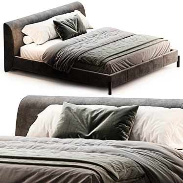 Modern Gray Bed 3D Model 3D model image 1 