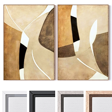 Colorful Framed Wall Paintings Set 3D model image 1 