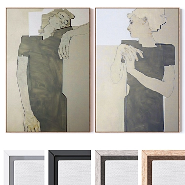 Wall Art Set with Frames 3D model image 1 