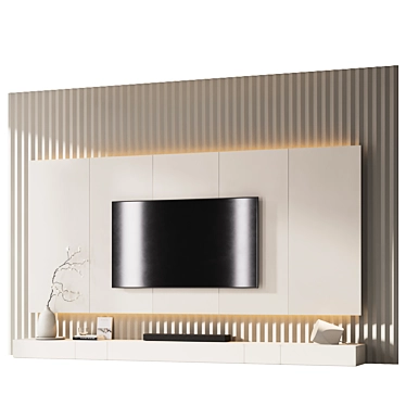 Modern TV Wall with Soundbar 3D model image 1 