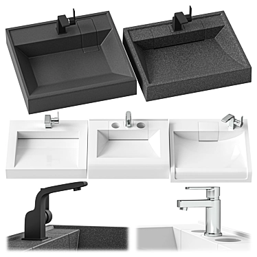 Aquaton Рейн 60 cm Graphite Sink 3D model image 1 