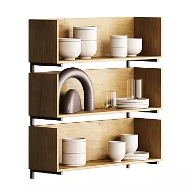 Minimalist Wall Shelf Decor Set 3D model image 1 