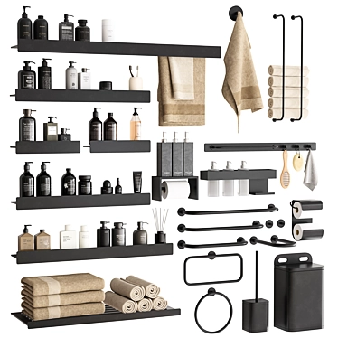 Modern Bathroom Accessories Set 3D 3D model image 1 