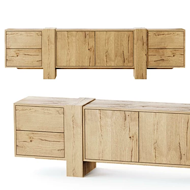 Athena Solid Wood Media Console 3D model image 1 