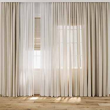  3D Curtain Model with Textures 3D model image 1 