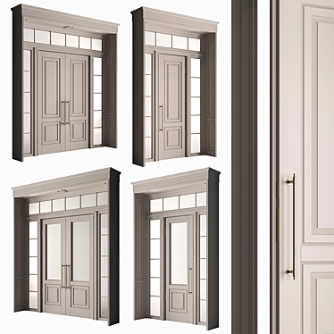 Rustic Wood Front Door Set 3D model image 1 