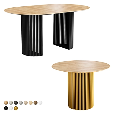 Modern Dining Table with Metal Base 3D model image 1 