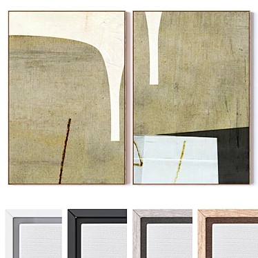 Frame Paintings Set with Textured Wall Décor 3D model image 1 