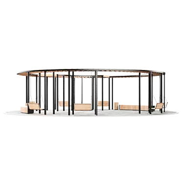 Set of pergolas (gazebos, canopies) with swings, benches 2