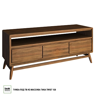 Teak TV Stand TWIST 128 3D model image 1 