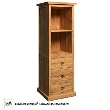 Teak Wood Bookshelf INES 40 3D model image 1 