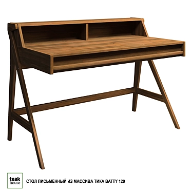 Teak BATTY 120 Writing Desk 3D model image 1 