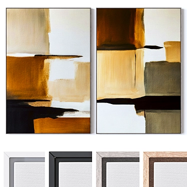 Large Wall Painting Set Frames 3D model image 1 