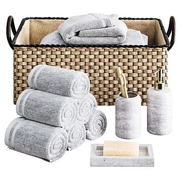 Bathroom Decor with Woven Basket 3D model image 1 