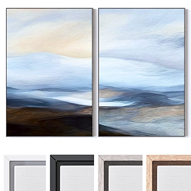 Large Wall Paintings Set with Various Frame Colors 3D model image 1 