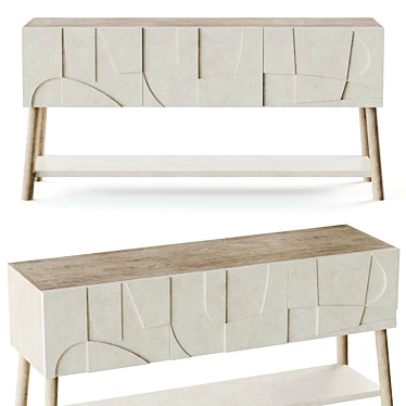 Concrete-Effect Luna Sideboard-Fashionably Crafted 3D model image 1 