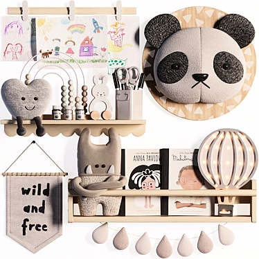 Animal Head Shelf Plush Toy 3D model image 1 