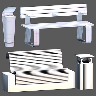 Combo Seating with Bin 3D model image 1 