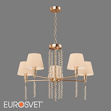 Elegant Fabric Shade Chandelier 3D model image 1 