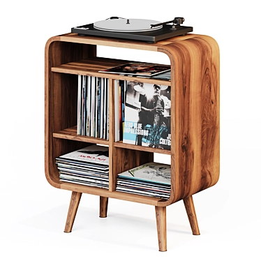 Modern Vinyl Record Shelf Stand 3D model image 1 