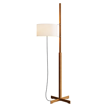 Modern Wood and Fabric Floorlamp 3D model image 1 