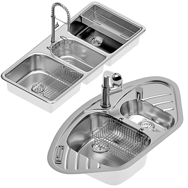 Stainless Steel Rectangular Friction-Resistant Sink 3D model image 1 