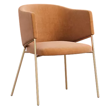 Elegant Eliza Velvet Beige Chair 3D model image 1 