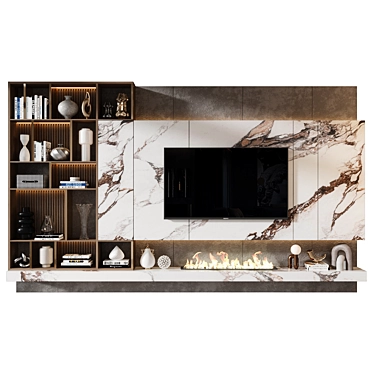 Modern TV Wall Decor Shelf 3D model image 1 