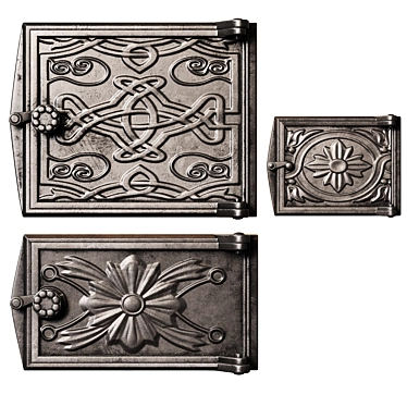 Cast Iron Stove Doors Set 3D model image 1 