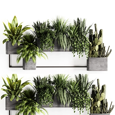 Premium Indoor Plant Shelf Set 3D model image 1 