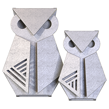 Owls - a pair of abstract metal origami figures