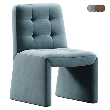 Hank Velvet Dining Chair, Light Blue 3D model image 1 