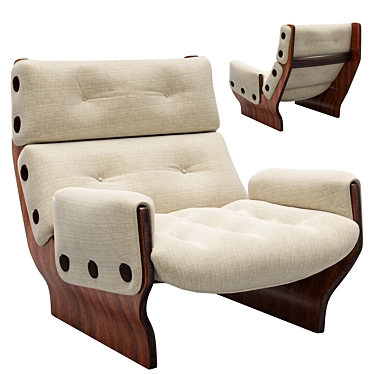 Retro Rosewood Lounge Chair Classic 3D model image 1 