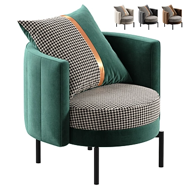 Nordic Velvet Armchair Model 3Ds 3D model image 1 