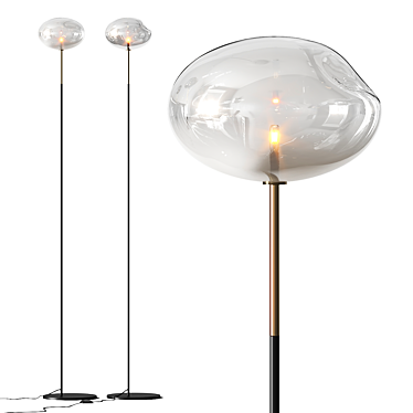 Elegant Blown Glass Floor Lamp 3D model image 1 