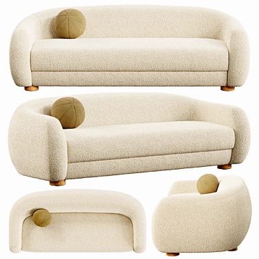 Plush Boucle Loveseat in Ivory 3D model image 1 