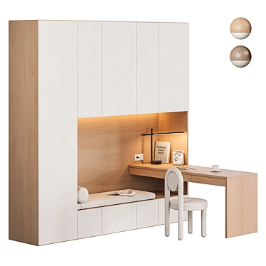 Modern Workspace Furniture Set with Storage 3D model image 1 