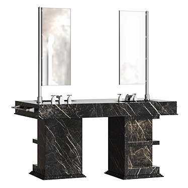 Luxurious Marble Double Sink Vanity 3D model image 1 