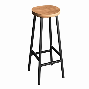 Solid Steel Bar Stool 3D model image 1 