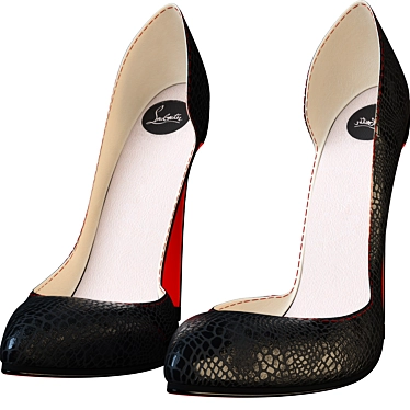 Luxurious Black Croc Heels 3D model image 1 