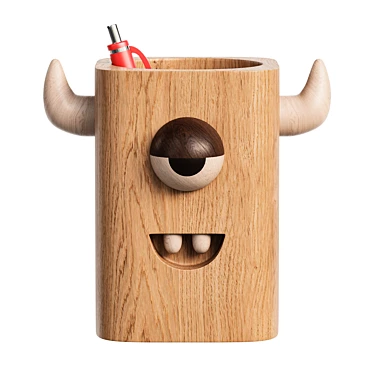 Monster-themed Wooden Pen Holder