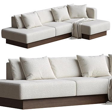 Brady Sectional Sofa in Blanc Boucle 3D model image 1 