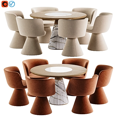 Modern Dining Set: Flair Chair & Marilyn Table 3D model image 1 