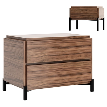 GROOVE Bedside Table Drawers Wood 3D model image 1 