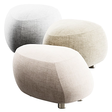 Contemporary Pebble Pouf Ottoman 3D model image 1 