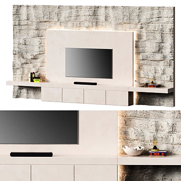 Sleek Stone TV Wall Mount 3D model image 1 