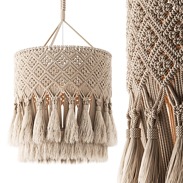 Boho Macrame Pendant Light 3D model image 1 