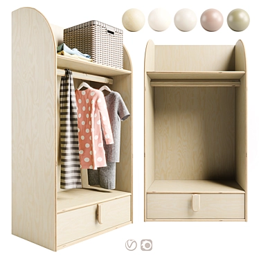 Montessori-inspired Wardrobe for Kids 3D model image 1 