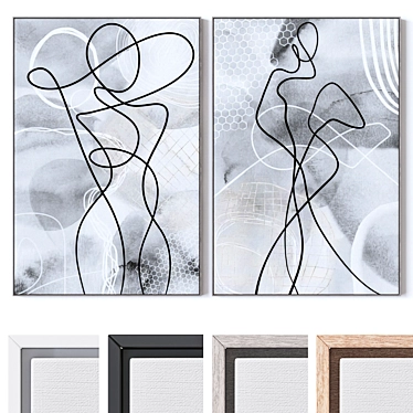 Modern Large Wall Art Set 3D model image 1 