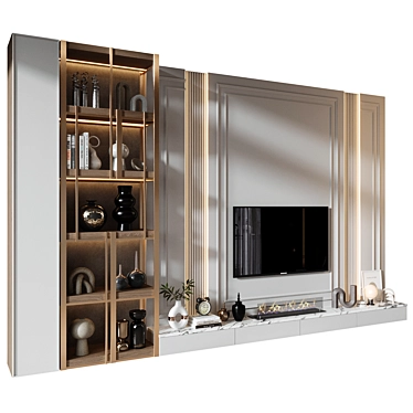 Sleek TV Shelf Wall Decor 3D model image 1 